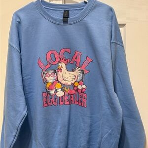 Gildan Blue Crew Neck Sweater - Local Egg Dealer Design